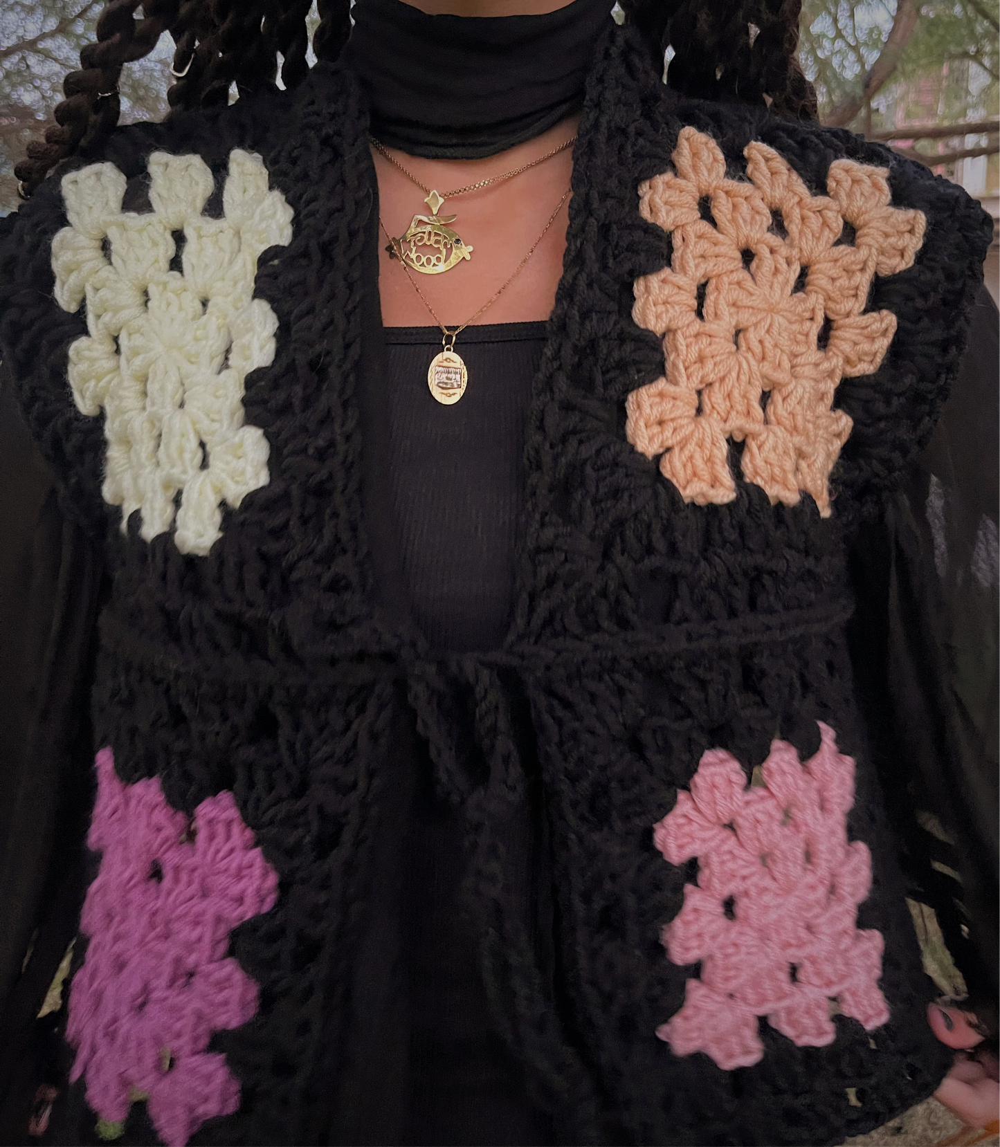 Retro wool granny squares vest